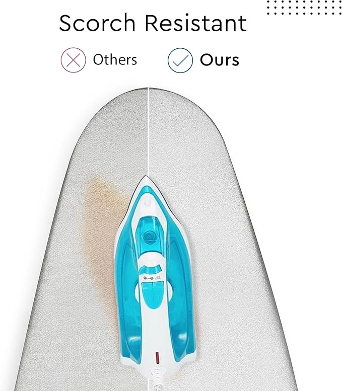 Encasa XO Ironing Board Cover and Pad 54"x18" - 4mm Felt & 2mm Foam Metallized Silver Iron Board Cover with Padding - Heat & Scorch Resistant, Non Slip, Bungee Elasticated, 3 Fasteners Silver Luxury