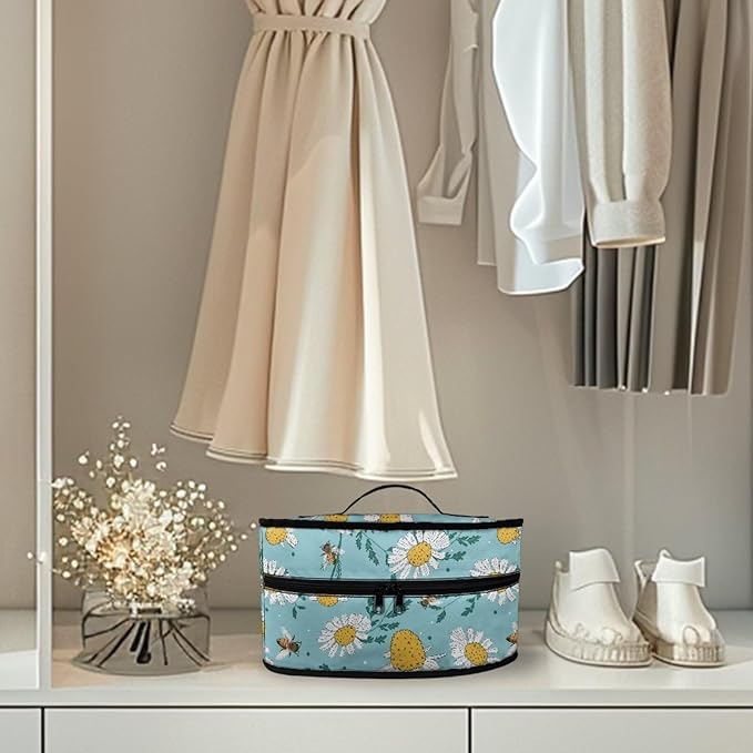 Daisy Flower Portable Iron Storage Bag Dustproof Bags for Travel Mini Steam Iron Universal for Most Iron Home Decoration,Easy to Carry(Bag Only)