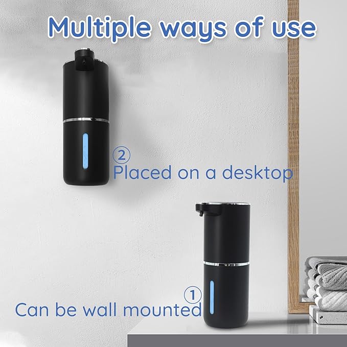 Liquid Soap Dispenser, Automatic Soap Dispenser, 13.5oz/400ml Automatic Soap Dispenser Touchless, USB Rechargeable 4 Level Adjustable Electric Hand Soap Dispenser, for Bathroom, Kitchen,Hotel