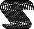 4 Inch 12 Pack S Hooks - Heavy Duty, Large Rubber Coated Black Non Slip Metal Hooks for Closet, Garden, Jeans, Plants, Jewelry, Pot, Pan, Cups, Towels