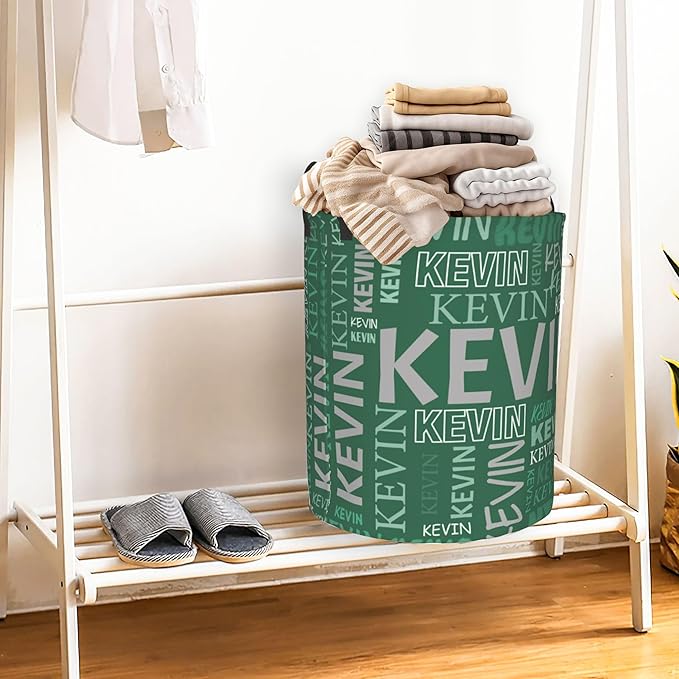 Custom Name Laundry Hamper, Personalized Dirty Clothes Hamper with Name for Bathroom Bedrooms Clothes Storage Organizer, Personalized Gifts for Boys Girls Men Women