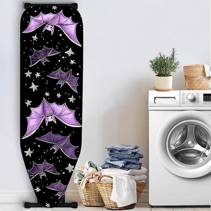 Nuxovilar Purple Bat & Star Ironing Board Cover,15 * 54inch,Fit Most Standard Boards,Ironing Accessory,Home Decor