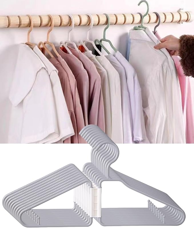 10pcs Grey Folding Hanger for Travel, Portable Lightweight Folding Hanger for Home Closets RV Closets Covert Space, 8.3 * 8.3in