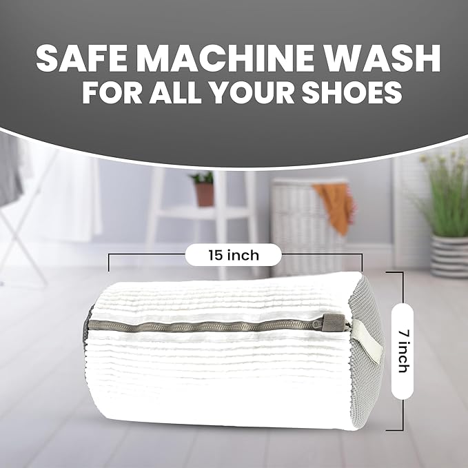 Shoe Washing Machine Bag, Laundry Footwear Bag for Washer and Dryer, Reusable 2pc Cleaning Bags for Sneakers & Tennis Shoes, 360° Deep Clean for All Types with Self-Locking Invisible Zipper