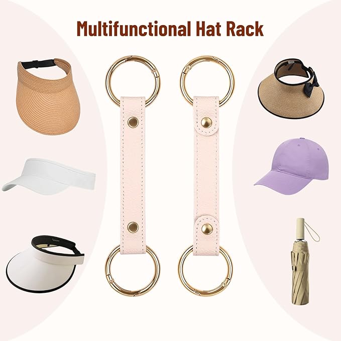 2 Pack Sun Hat and Baseball Cap Rack, Multifunctional Hat Rack, Vacation Traveling Essentials Accessor(B003-Beige)