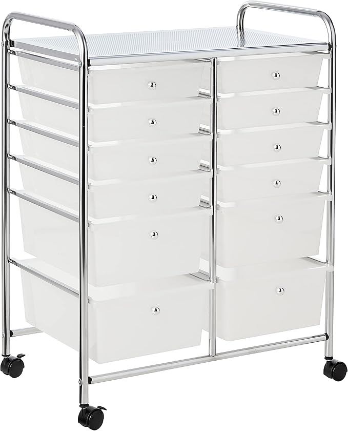 Whitmor Chrome and Plastic 12-Drawer Storage Cart