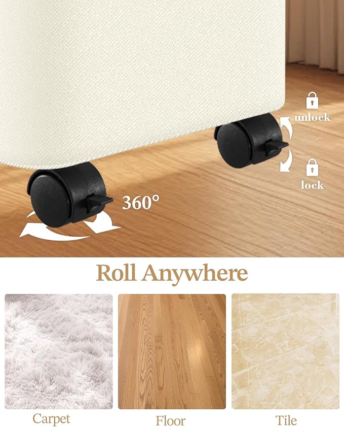 Laundry Hamper with Wheels, 75L Large Clothes Hamper with Removable Inner Bag, Collapsible Dirty Clothes Basket for Dorm, Rolling Dirty Clothes Basket for, Bedroom, Bathroom, Laundry Room