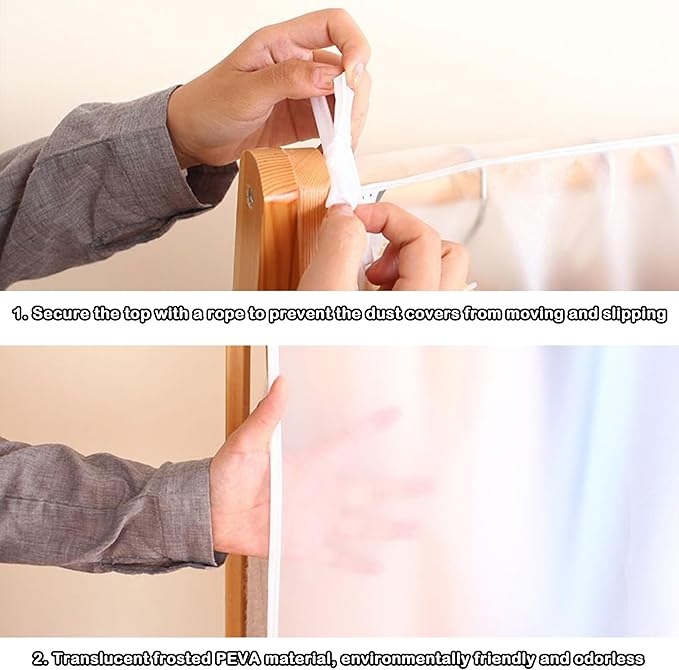 Clothes Rack Cover - Garment Rack Cover, Clothes Covers Protecting Dusts, Clear Garment Bags for Hanging Clothes, Closet Cover for Open Closet (Small - 23.6"W x 47.2"H)