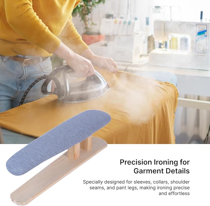 Mini Ironing Board with Wood Base Replacement Cover Ironing Stool Iron Board for Craft Rooms Household Collars Garments Cuffs, Gray 57cmx13cmx16cm
