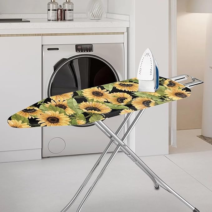 GLENLCWE Sunflower Ironing Board Cover,Floral Iron Board Cover Ironing Replacement for Home Decor Heavy Duty Thick Ironing Board Protective Cloth with Elastic Edge