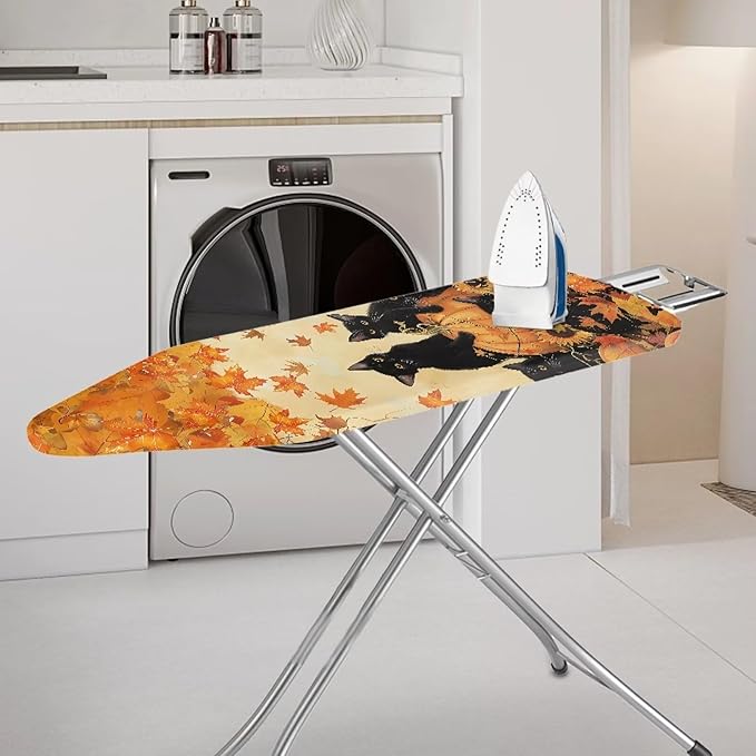 Fall Iron Pads for Ironing Thanksgiving Black Cat Pumpkin Resist Scorching Ironing Board Cover and Pad Standard Size Extra Wide Ironing Accessories 54x15 inches