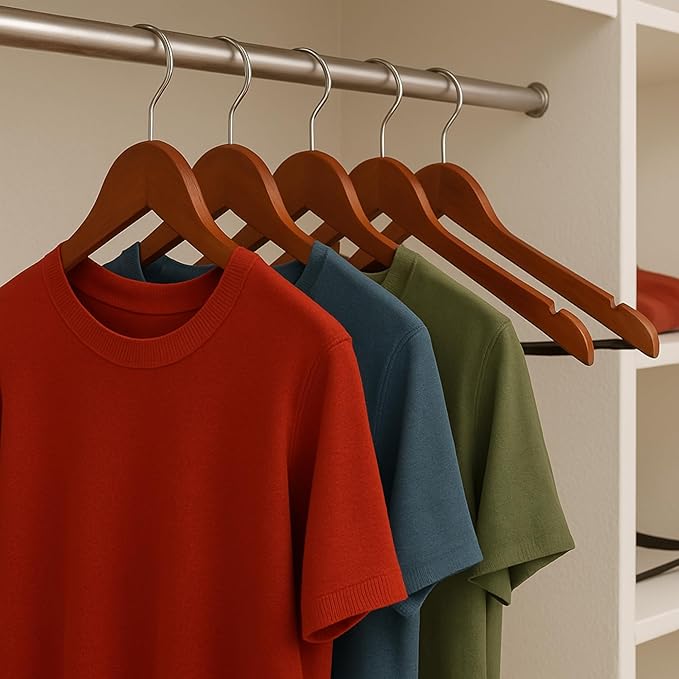 Honey-Can-Do No Slip Wooden Coat Hangers, Cherry Wood, 24-Pack