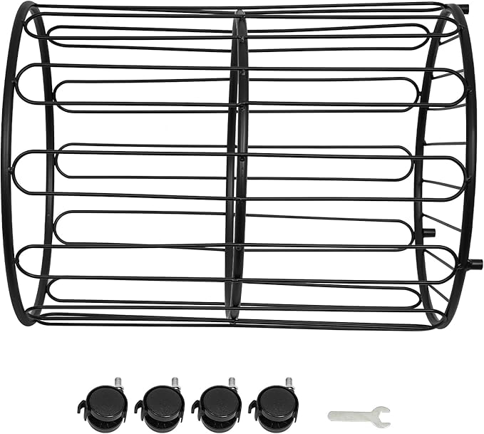 Rolling Laundry Cart Round Metal Laundry Basket,Storage Organize Hamper Basket for Closet Living Room Bathroom (Black)
