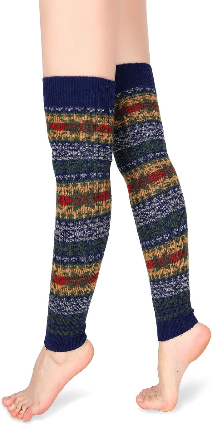 Benefeet Sox Wool Knit Leg Warmers for Women Vintage Boho Leg Warmers Long Winter Warm Thigh High Footless Boot Socks