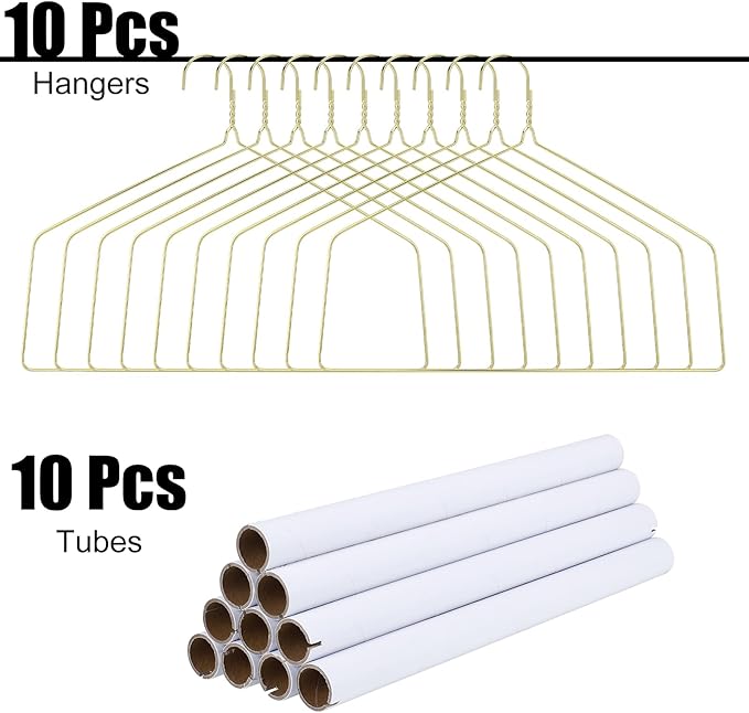 10 Sets Dry Cleaner Hangers 18" Drapery Hanger and Tubes Tablecloth Hangers Blanket Hanger Drapery with Strong 10.5 Gauge Wire for Heavy Items
