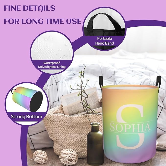 Custom Name Laundry Hamper, Personalized Laundry Baskets with Name for Women Men, Customized Collapsible Dirty Clothes Hamper Easy Storage Gifts for Bedroom Bathroom Living Room