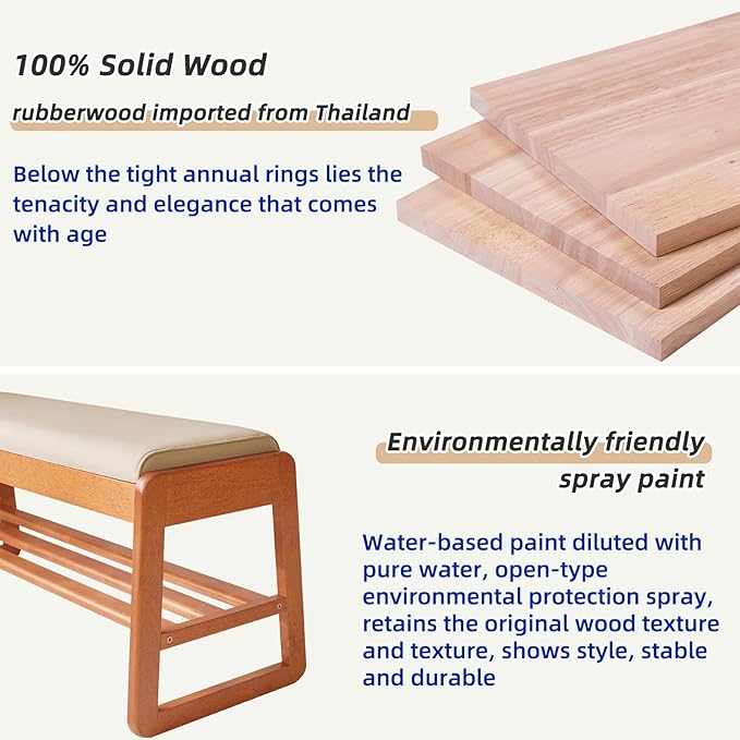Wood Shoe Bench with Flip-Top Storage, 2-Tier Entryway Shoe Bench, 31.5in Shoe Rack with Cushion for Living Room, Cherry Wood Color YD-WD061C