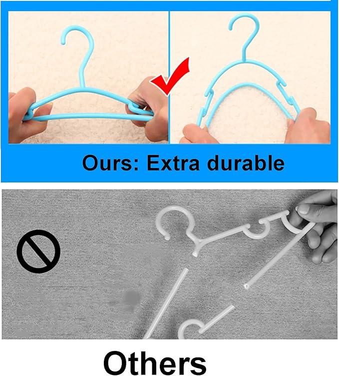 YYaaloa 30pcs Kids Plastic Hangers, White, 1inch Hooks, Ideal for Baby and Toddler Clothes, Heavy Duty and Durable