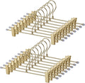 16-Pack Gold Pants Hanger, Adjustable Women's Skirt Hanger, Jeans Hanger Pants Hanger, Heavy Duty Space Saving Shorts Hanger ，uitable for Jeans, Shorts, Underwear, Sports Bras