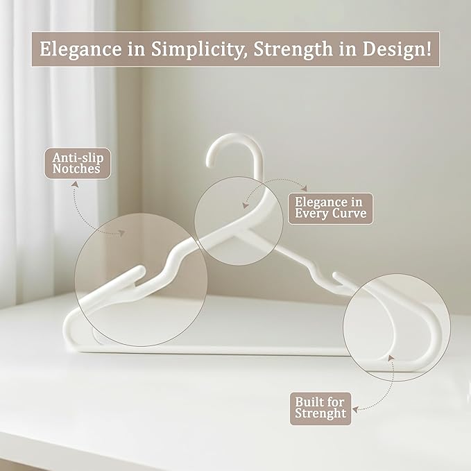 Utopia Home Plastic Hangers 200 Pack - Perfect Space Saving Clothes Hanger - Durable and Strong - Perfect Closet Organizers with Shoulder Grooves (White)