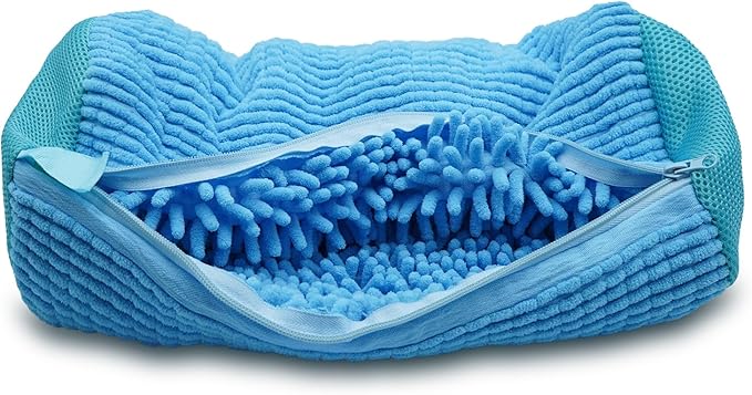 Shoe Washing Machine Bag, Laundry Shoe Bag for Washer and Dryer, Reusable Zipper Plush Sneakers Washing Machine Bag for Shoes, Gym,Tennis Shoes, Delicate Blue 1pc