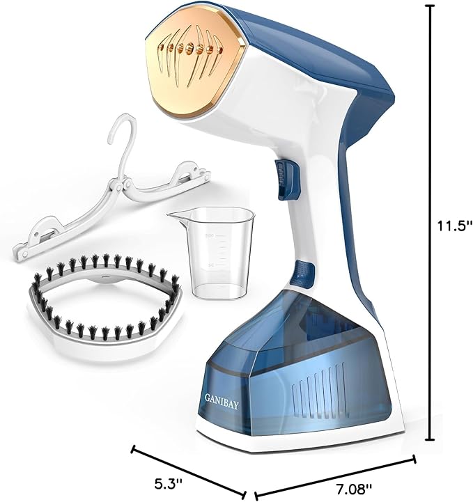 Steamer for Clothes, 1600W Handheld Clothes Steamer with 360ml Tank, Fast Heat-Up Portable Garment Steamer with LCD, Auto-Off, 2 in 1 Fabric Wrinkle Removes with Folding Hanger and Brush