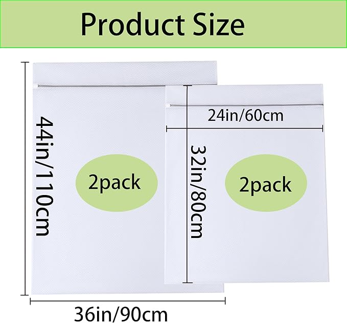 4 Pieces Jumbo Mesh Laundry Bags, 2*（44 x 36 ）and 2*（24 x 32） In Large Mesh Wash Bags Zippered Garment Bag for Washing Machine Garment Dirty Clothes Washer Dryer Net Protector
