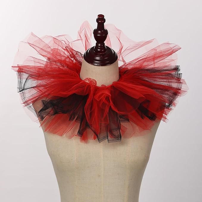 BLESSUME Victorian Retro Mesh Neck Ruff Ruffle Collar Layered Clown Neck Collar