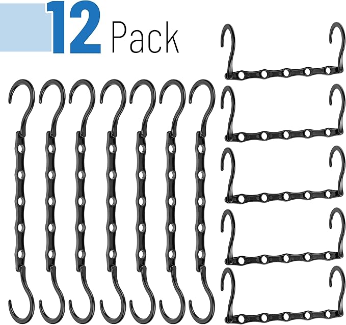 Mr. Pen- Space Saving Hangers for Clothes, 12 pcs, Black, Plastic Multi Clothes Hangers Space Saving, 5 Slots, 360° Rotating Hooks (Pack of 2)
