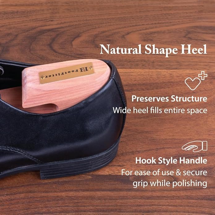 FootFitter Cedar Shoe Trees for Men & Women, Split Toe, Wide Heel, Premium Wood Shoe Shaper & Odor Control, USA Cedar (DW29)