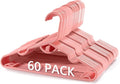 Plastic Baby Hangers 60 Pack, Pink Stackable Baby Clothes Hanger Stackable Kids Plastic Hanger(11.4") for Toddler & Newborn Child Durable Hangers for Closet