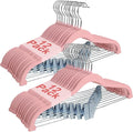 24 Packs Velvet Pant Hangers, 16.8 Inches Velvet Skirt Hangers with Clips, Heavy-Duty Clothes Hangers, Non-Slip Coat Hangers for Shirts, Pants, Skirts, Dresses, Jackets, Coat - Pink