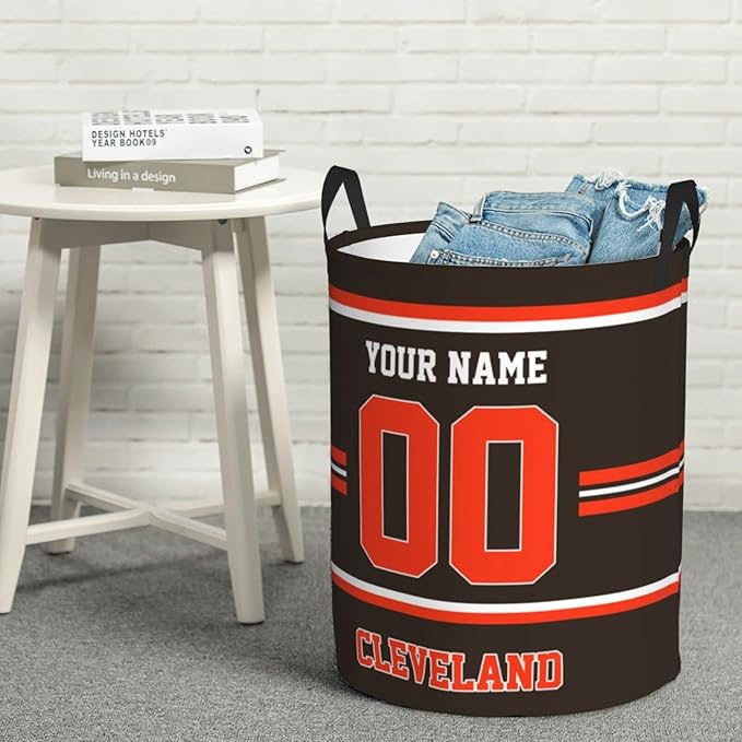 Custom Cleveland Laundry Hamper Personalized Laundry Basket Customized Name And Number Collapsible Storage Basket for Bedroom Bathroom Living Room Gifts