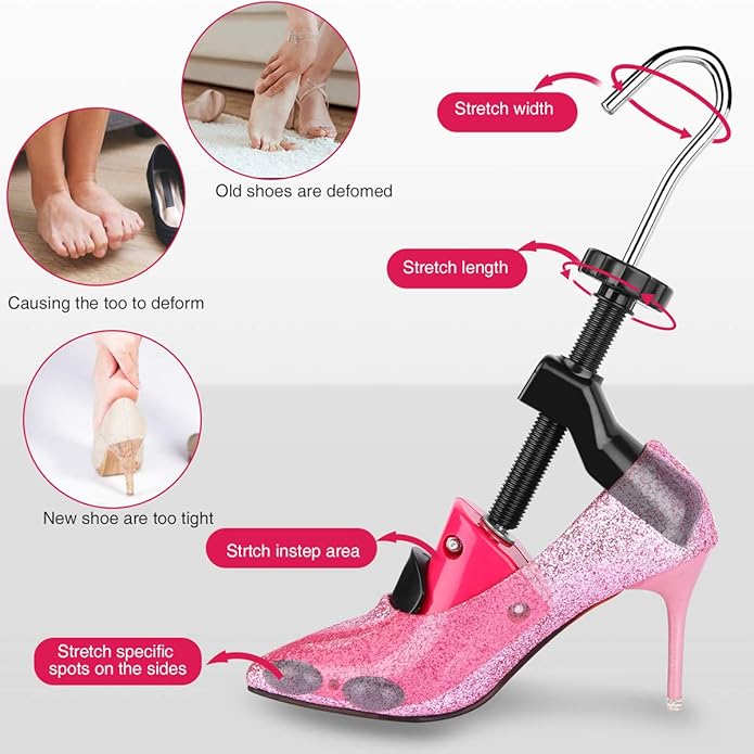 JJDPARTS Shoe Stretcher, Pair 4-Way Shoe Expander Widener Shoe Tree Extender for Women Men