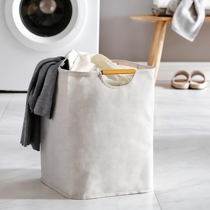 60L Large Laundry Hampers with Handles, Foldable Laundry Hamper for Clothes, laundry basket, dirty clothes basket for Bedroom, Bathroom, Dorm, Laundry Room - 15.3"L x 10.6"W x 20.8"H (Grey)