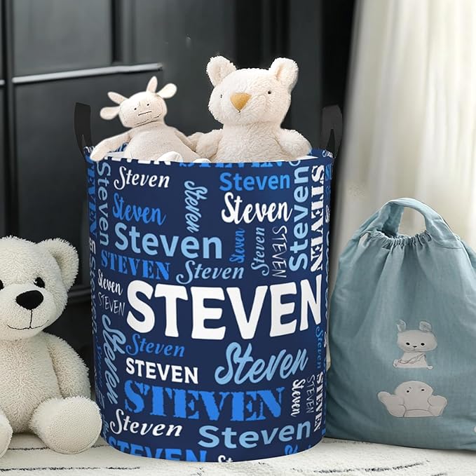Custom Name Laundry Basket, Personalized Collapsible Laundry Hamper with Name for Bathroom Bedrooms, Customized Dirty Clothes Hamper Storage Basket Gifts for Kids Boys Girls Baby Men Women