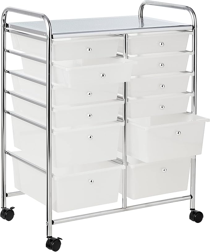 Whitmor Chrome and Plastic 12-Drawer Storage Cart
