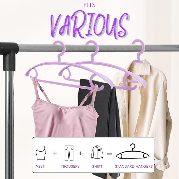 DEDU Plastic Clothes Hangers 20 Pack, Extra Thick Wide Shoulder Coat Hangers with 360° Swivel Hook Non Slip, Sweater Hangers Suit Hanger for Suits, Sweater, Dresses, Pants (Purple)