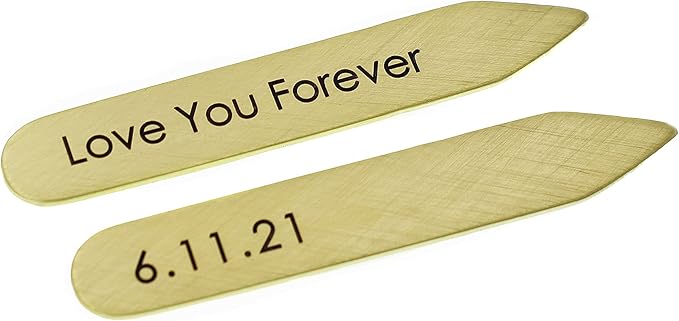 Personalized Brass Collar Stays, Custom Collar Stiffeners, Shirt Stays, 2.25 Inches, Present for Men