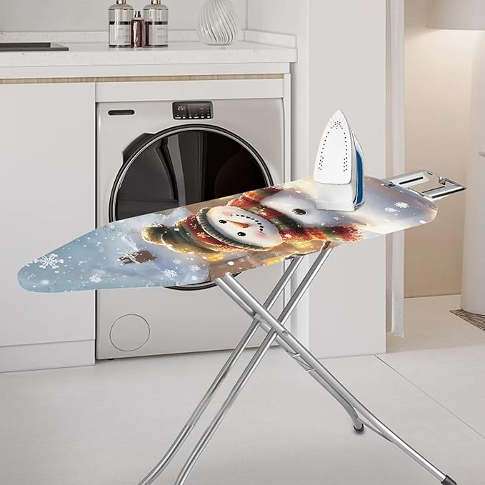 Snowman Ironing Board Covers with Padding Standard Size Stain Resistant Iron Board Replacement Cover, Holiday Decor