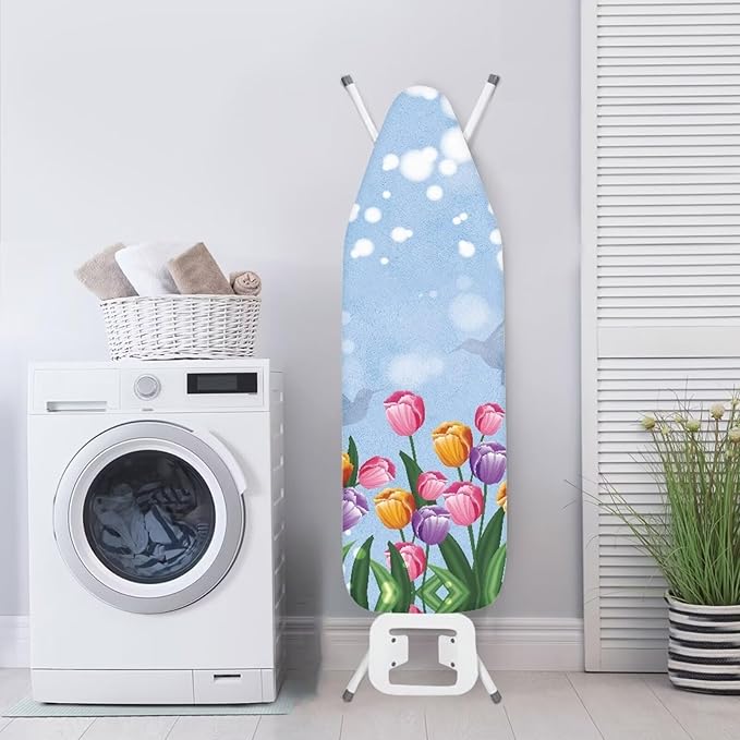 Flashideas Colorful Flowers Ironing Board Cover Universal Stretchy Stain Reisstant Cover for Ironing Board with Adjustable Straps Ironing Board Accessories