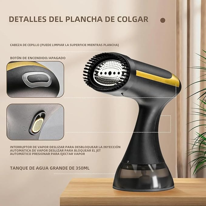 Handheld Garment Steamer with Brush Attachment, Portable Clothes Steamer