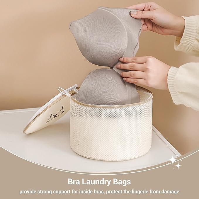 6PCS Logo Category Double Thickened Fine Mesh Laundry Bag Set with Zipper (Hosiery + Shirt + Dress + Jacket + Pants + Bra Bag)