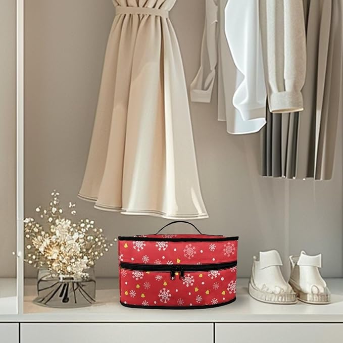 Christmas Snow Bell Iron Storage Case with Zipper Handle Fits Outing Colorful Easy to Clean Iron Case Storage Universal for Most Iron