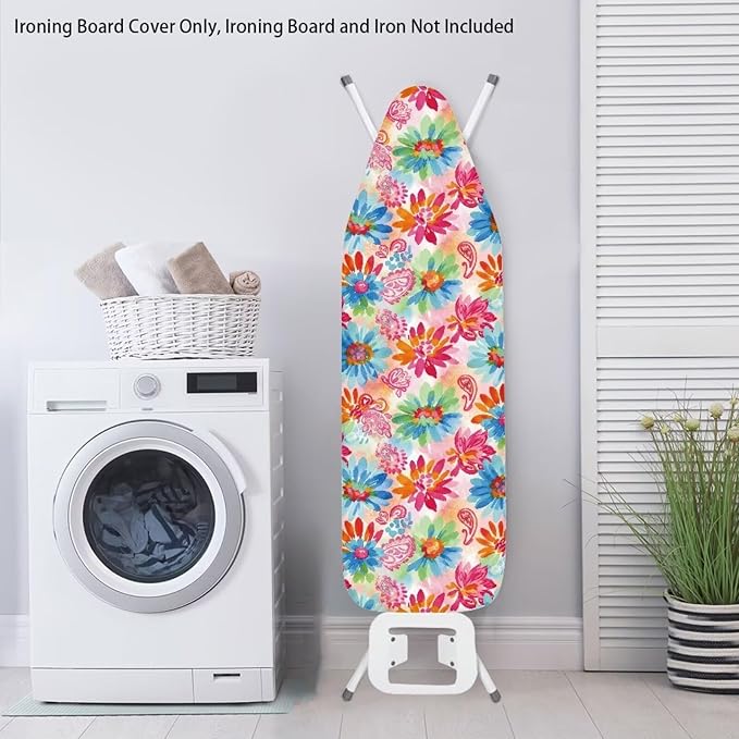 Paisley Floral Standard Ironing Board Cover Heat Reflective Ironing Mat for Table Top Non-Slip Ironing Board Covers Home Decor