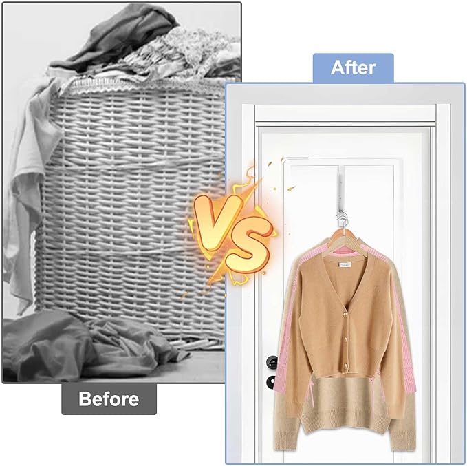 Over The Door Clothes Hanger Drying Rack Clothing,2 Pack Laundry Drying Rack Wall Mount,Portable Folding Hanging Coat Hook for Clothes/Towel/Hat for Laundry Room/Bathroom/Bedroom/Washroom/Travelling