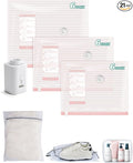 BAGSMART Vacuum Storage Bags for Travel with Rechargeable Air Pump, Portable Space Saver Bags for Travel & Home, Vacuum Compression Seal Bag for Clothing, Blanket, 21 Pack Pink