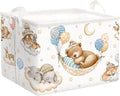 Sleeping Animals Baby Laundry Hamper Collapsible Clothes Kids Storage Basket Large Boys Girls Gift Toy Box Bin for Nursery, Bear, 36L