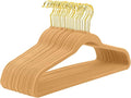 MIZGI Camel Velvet Hangers 60 Pack,Premium Gold Clothes Hangers Non-Slip Felt Hangers,Sturdy Camel Heavy Duty Coat,Durable Suit Hanger for Space Saving, No Flocked Hanger Marks