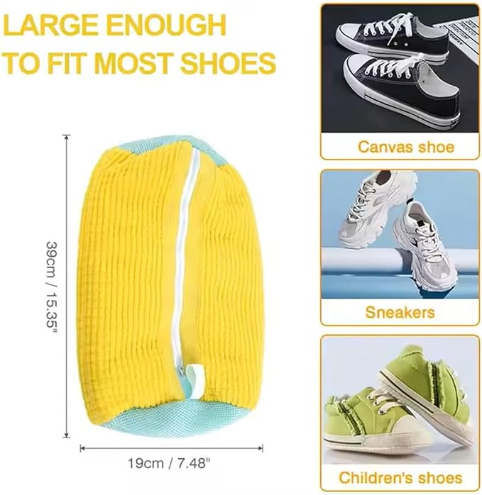 2 Shoe Laundry Bag & 1 Mesh Wash Bag Set – Sneaker Washing Bag for Machine Wash, Delicates Laundry Bags with Zipper for Shoes, Bras, Underwear, Sweaters & Activewear – Durable, Protective, Reusable